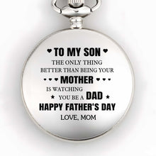 Load image into Gallery viewer, Personalized Silver Pocket Watch Heart & Stars Gift for Son