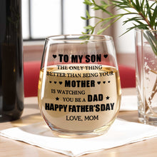 Load image into Gallery viewer, Personalized Stemless Wine Glass Custom Name Gift for Dad
