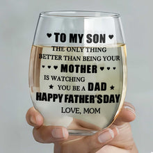 Load image into Gallery viewer, Personalized Stemless Wine Glass Custom Name Gift for Dad