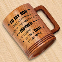 Load image into Gallery viewer, Personalized Wooden Mug for Son Custom Message Gift