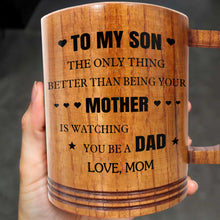 Load image into Gallery viewer, Personalized Wooden Mug for Son Custom Message Gift