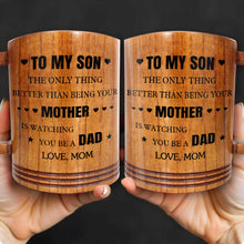 Load image into Gallery viewer, Personalized Wooden Mug for Son Custom Message Gift