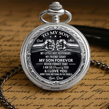 Load image into Gallery viewer, Personalized Silver Plated Pocket Watch Custom Gift for Son
