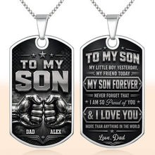Load image into Gallery viewer, Personalized Dog Tag Necklace Custom Keepsake for Son