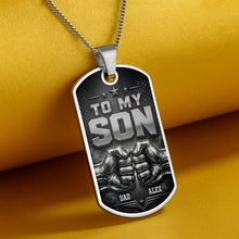 Load image into Gallery viewer, Personalized Dog Tag Necklace Custom Keepsake for Son