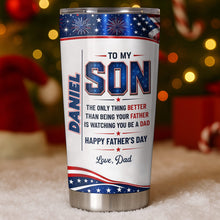 Load image into Gallery viewer, Personalized Patriotic Stars Tumbler Custom Gift for Son