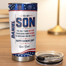 Load image into Gallery viewer, Personalized Patriotic Stars Tumbler Custom Gift for Son