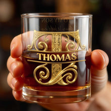 Load image into Gallery viewer, Personalized Custom Whiskey Glass Monogram Gift for Son
