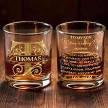 Load image into Gallery viewer, Personalized Custom Whiskey Glass Monogram Gift for Son