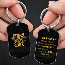 Load image into Gallery viewer, Personalized Stainless Steel Keychain for Son Custom Engraved Gift
