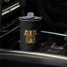 Load image into Gallery viewer, Personalized 10oz Black Marble Tumbler Custom Initial Gift for Dad