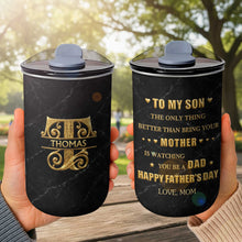 Load image into Gallery viewer, Personalized 10oz Black Marble Tumbler Custom Initial Gift for Dad