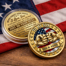 Load image into Gallery viewer, Custom Commemorative Coin Gift for Son - USA Flag Keepsake