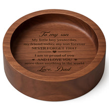 Load image into Gallery viewer, Personalized Walnut Wood Ring Dish Custom Name Gift for Son