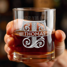 Load image into Gallery viewer, Personalized Whiskey Glass with Custom Initial Monogram Gift for Dad