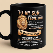 Load image into Gallery viewer, Personalized Black Mug Custom Message Gift for Son