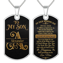 Load image into Gallery viewer, Personalized Dog Tag Necklace Custom Name Gift for Son Wedding Day