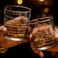 Load image into Gallery viewer, Personalized Custom Whiskey Glass Gift for Son Wedding Day Gold Text