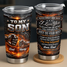 Load image into Gallery viewer, Personalized 20oz Stainless Steel Tumbler for Son Love Note Gift
