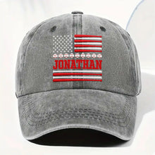 Load image into Gallery viewer, Personalized Washed Denim Cap Custom Name USA Flag Gift for Dad