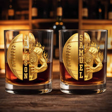 Load image into Gallery viewer, Personalized Custom Whiskey Glass 3D Football Player Gift for Dad