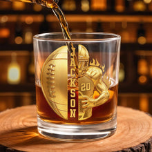 Load image into Gallery viewer, Personalized Custom Whiskey Glass 3D Football Player Gift for Dad