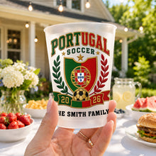 Load image into Gallery viewer, Personalized Frosted Cups with Soccer Crest for Family Events