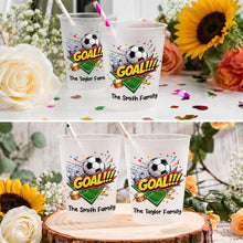 Load image into Gallery viewer, Personalized Frosted Cups Custom Family Name Soccer Gift