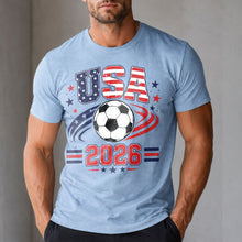Load image into Gallery viewer, Personalized Soccer American Flag T-Shirt Custom Design for Dad