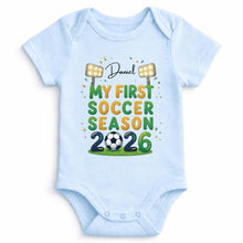 Load image into Gallery viewer, Personalized Baby Onesie Custom Name First Soccer Season Gift