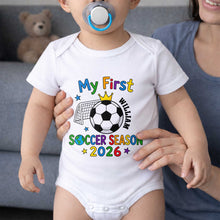 Load image into Gallery viewer, Personalized Baby Onesie Custom Name Soccer Season Gift