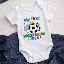 Load image into Gallery viewer, Personalized Baby Onesie Custom Name Soccer Season Gift