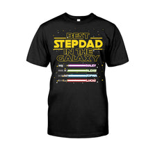 Load image into Gallery viewer, Personalized Best Stepdad In The Galaxy T-shirt & Hoodie Gift