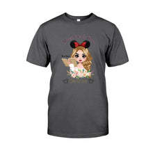 Load image into Gallery viewer, Personalized Mouse Ears & Books T-Shirt for Girls - Custom Name Gift