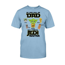 Load image into Gallery viewer, Personalized Jedi Master T-shirt for Dad with Custom Names
