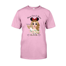 Load image into Gallery viewer, Personalized Mouse Ears & Books T-Shirt for Girls - Custom Name Gift
