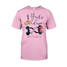 Load image into Gallery viewer, Personalized Couple Mouse T-shirt & Hoodie Custom Names Gift