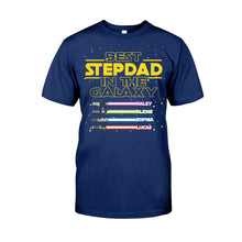 Load image into Gallery viewer, Personalized Best Stepdad In The Galaxy T-shirt & Hoodie Gift