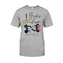 Load image into Gallery viewer, Personalized Couple Mouse T-shirt & Hoodie Custom Names Gift