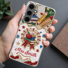 Load image into Gallery viewer, Personalized 3D Rhinestone Apple Clear Phone Case Gift for Teacher