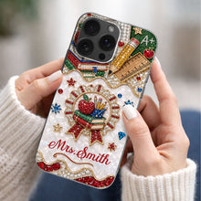 Load image into Gallery viewer, Personalized 3D Rhinestone Apple Clear Phone Case Gift for Teacher