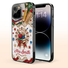 Load image into Gallery viewer, Personalized 3D Rhinestone Apple Clear Phone Case Gift for Teacher