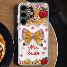 Load image into Gallery viewer, Personalized Clear Phone Case for Teacher Custom Name Red Apple