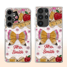 Load image into Gallery viewer, Personalized Clear Phone Case for Teacher Custom Name Red Apple