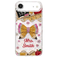 Load image into Gallery viewer, Personalized Clear Phone Case for Teacher Custom Name Red Apple