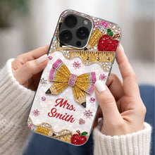 Load image into Gallery viewer, Personalized Clear Phone Case for Teacher Custom Name Red Apple