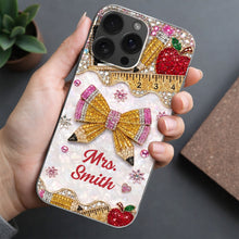 Load image into Gallery viewer, Personalized Clear Phone Case for Teacher Custom Name Red Apple