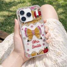 Load image into Gallery viewer, Personalized Clear Phone Case for Teacher Custom Name Red Apple