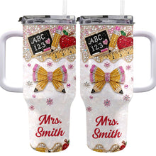 Load image into Gallery viewer, Personalized Teacher Tumbler 40oz Apple Bow Design Gift
