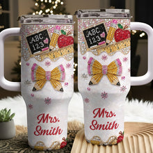 Load image into Gallery viewer, Personalized Teacher Tumbler 40oz Apple Bow Design Gift